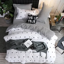 Black and White Color Stripe Bed Cover Sets Twin/Full/Queen/King/Super King size Quilt Cover Bed Sheet Pillowcase Bedding Set