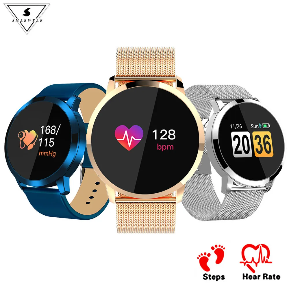 

Q8 OLED Bluetooth Heart Rate Monitor Stainless Steel Waterproof Wearable Device Smartwatch Wristwatch Women Men Fitness Tracker