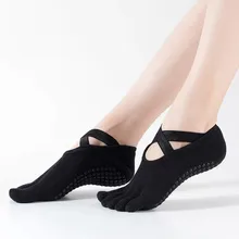 6 цветов, женские носки для йоги для женщин и на пять пальцев, нескользящие носки без пятки для балета, женские для фитнеса носки для тренажёрного зала 25