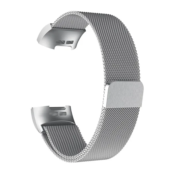 Миланская петля для Fitbit Charge 3 ремешок браслет из нержавеющей стали металлический ремешок для часов Ремешок для fit bit charge3 магнитная пряжка - Цвет: Серебристый