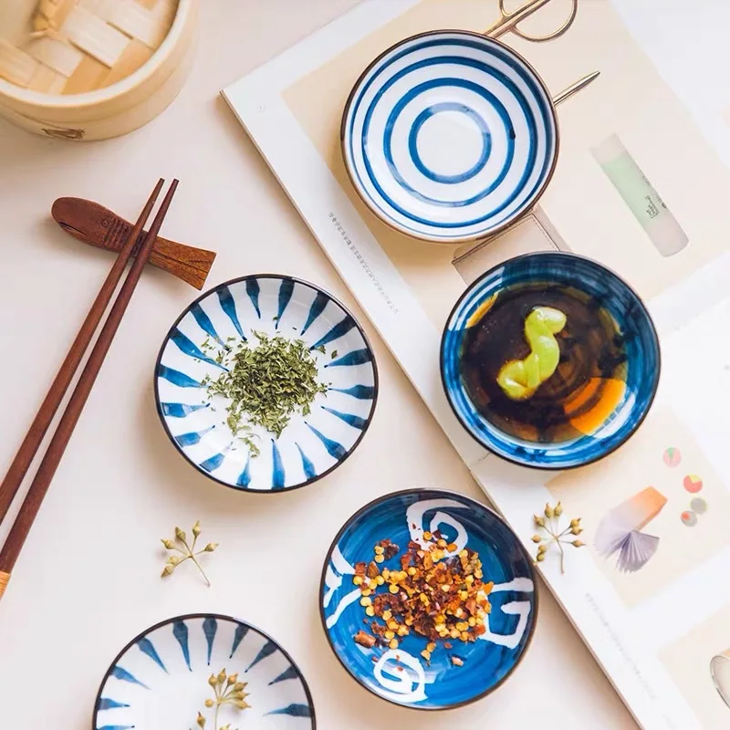 Kitchen Ceramic Dish Assorted Seasoning Mini Plate Dipping Sauce Vinegar Bowl Japanese Creative Tableware Home Dish Dinner Plate