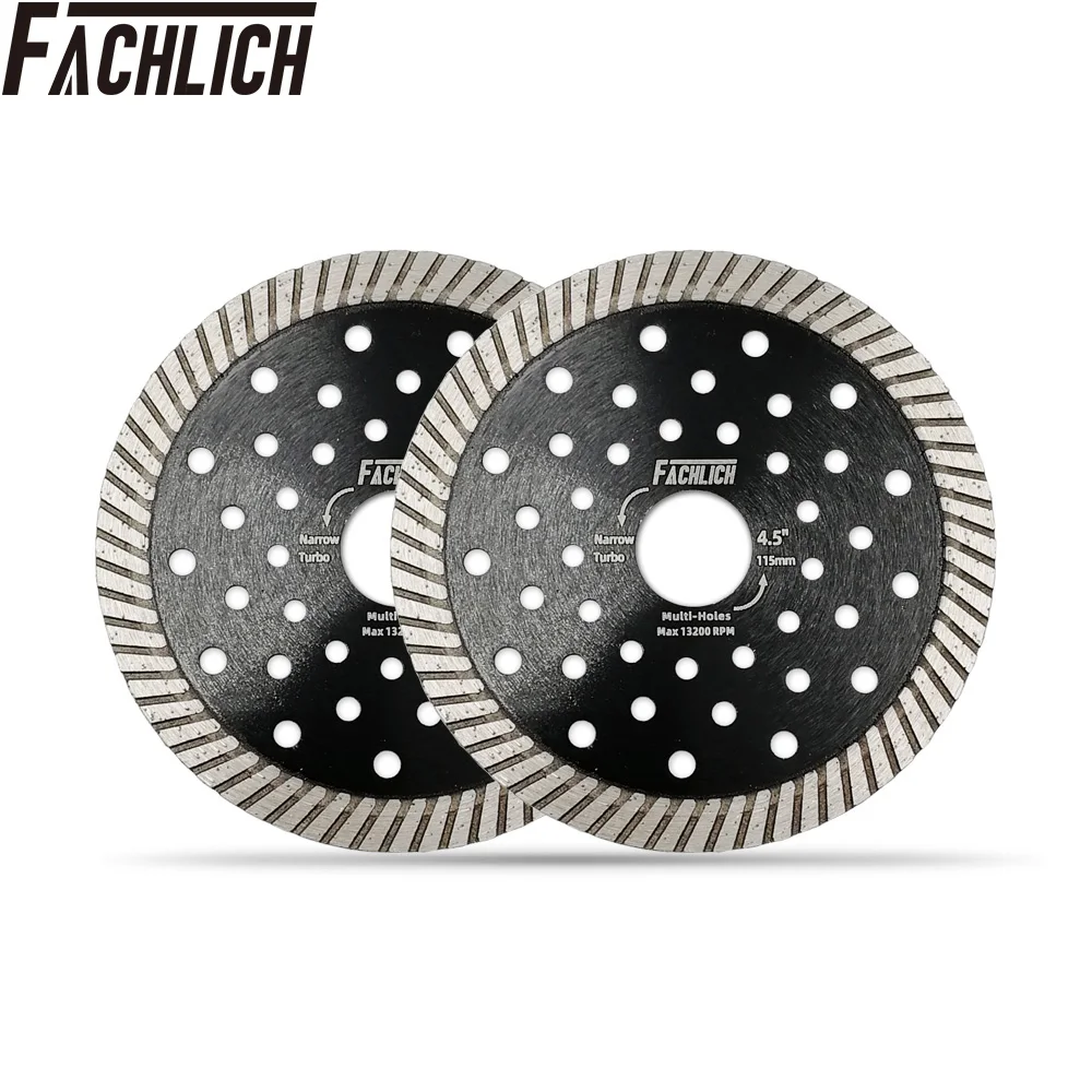 

FACHLICH 2pcs All Purpose Diamond Cutting Disc Turbo Saw Blade for Hard Material Marble Granite Cutter Diameter 4.5"/115mm