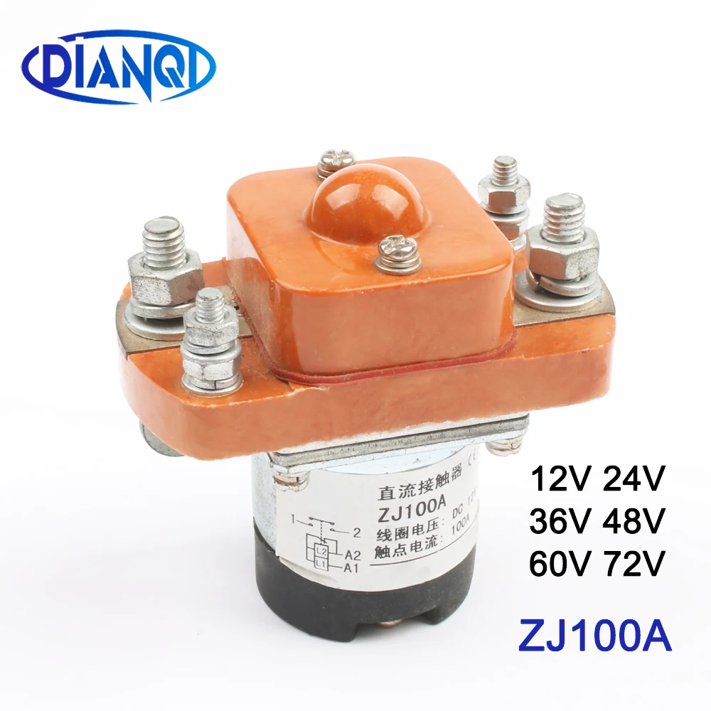 ZJ100A 1NO (обычное открытие) 12 В 24 в 36 48 60 72 100А контактор постоянного тока для