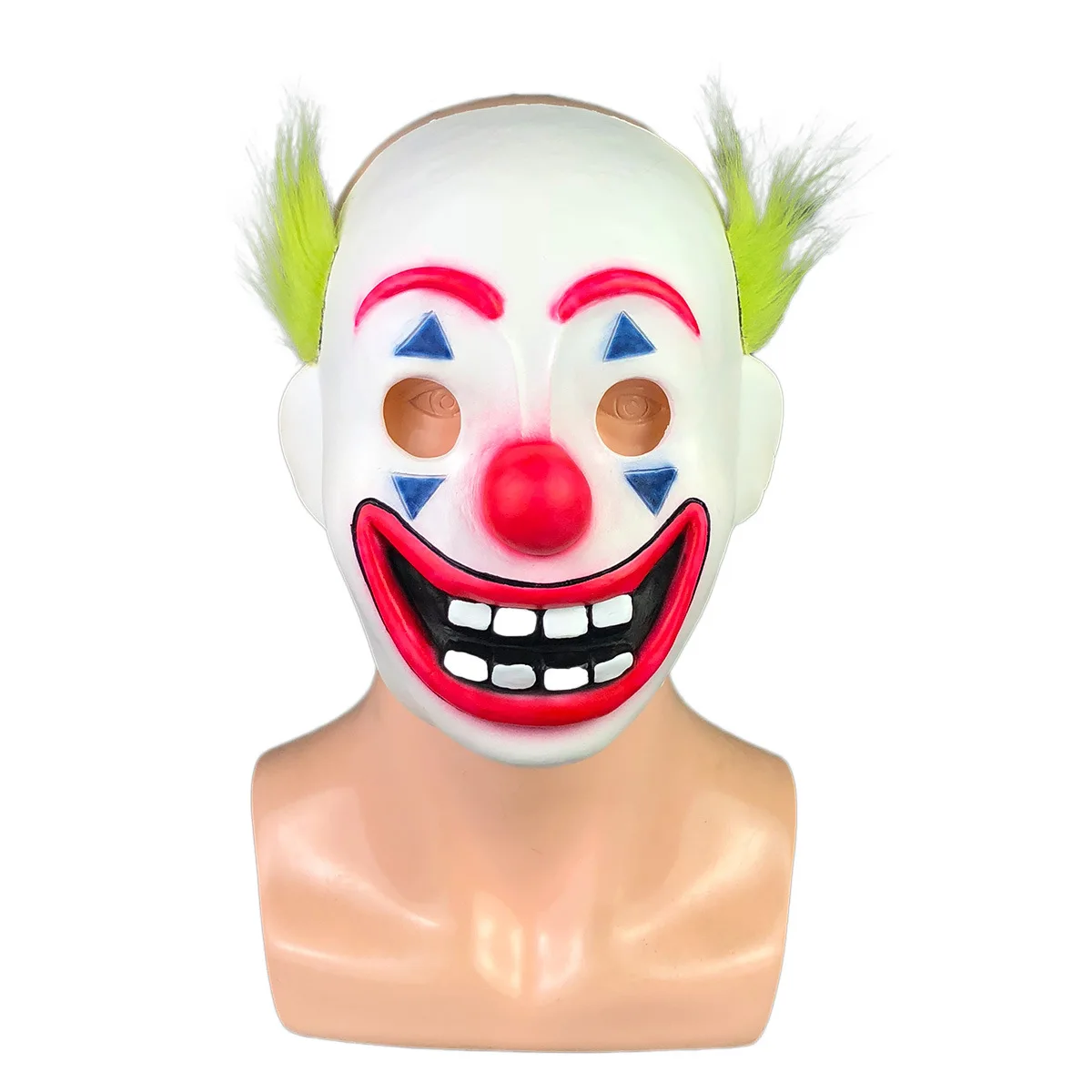 D Joker Mask Movie Batman The Dark Knight Cosplay Horror Scary Clown Mask with Green Hair Wig Halloween Latex Mask Party Costume - Цвет: D