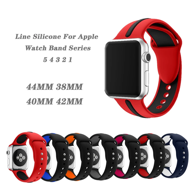 

Silicone Strap For Apple Watch 5 4 band 42/38mm 40mm 44mm Smart Watch Bands Sports Wrist Bracelet Strap for iWatch Series 3 2 1
