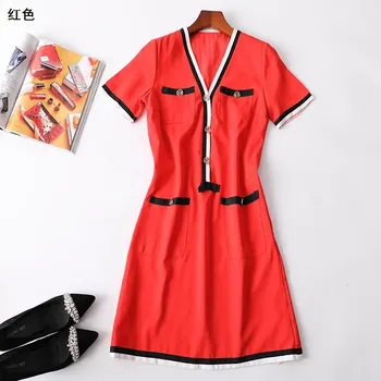 

New women s summer 117741 V is gotten half long dress with short sleeves
