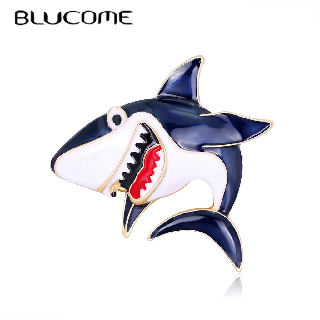 

Blucome Blue Shark Metal Enamel Pins and Brooches For Women Men Kid Gifts Lapel Pin Backpack Bags Hat Badge