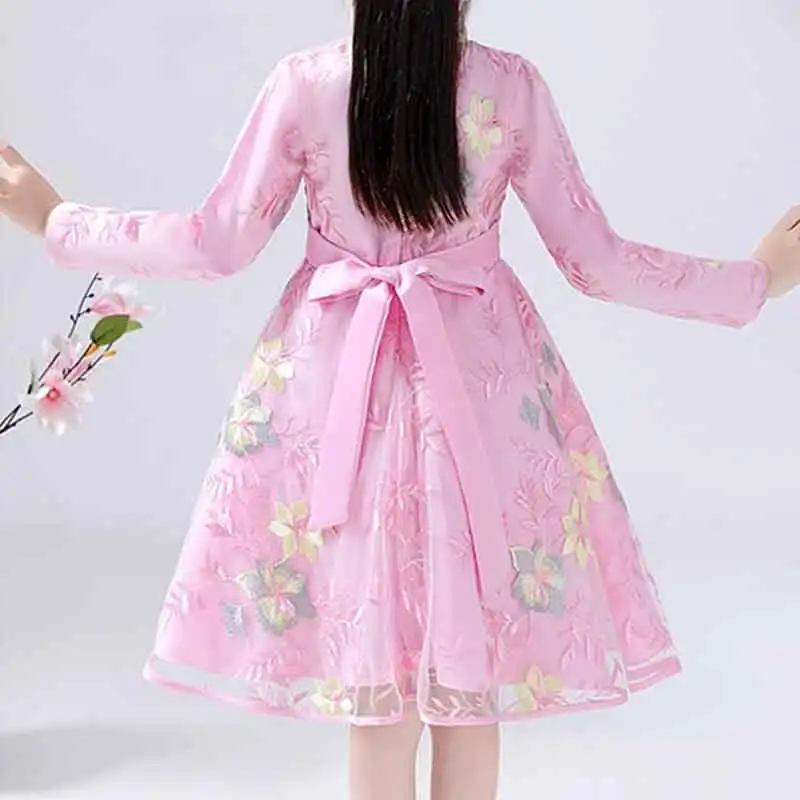 Chinese Traditional Dress Midi Party Dresses Cheongsam Qipao for Girls Party Costumes New Year Clothes Princess Kids 3-12Years,girls dress,princess costume,kids clothes