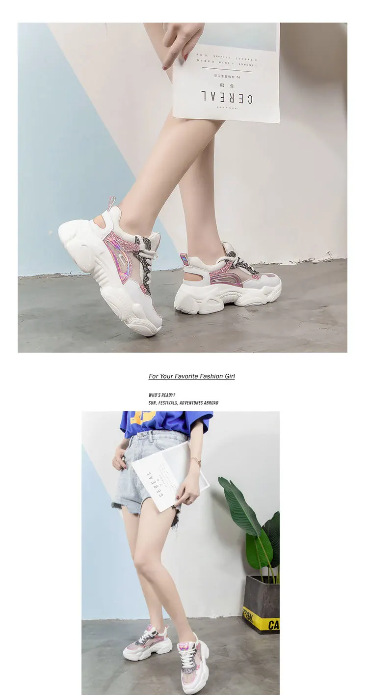 Дышащие кроссовки на шнуровке для женщин, Chaussures, спортивные резиновые кроссовки, увеличивающие рост, средние(B, M), массажные кроссовки
