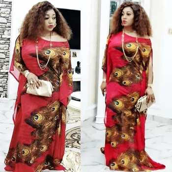 

Super Size New African Women's Dashiki Fashion Batwing Sleeve Loose Red Long Dress African Dress For Women African Clothes