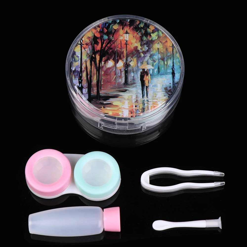 Для женщин и мужчин новая мода картина маслом контактные линзы Чехол Контейнер