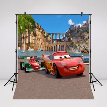 

5ftx7ft Vinyl Photography Backdrop Red Car Cartoon Photo Background for Boys Photographic Background Birthday Party Props