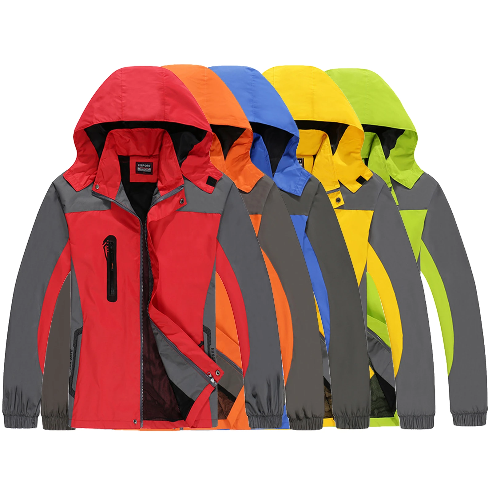 Chaqueta impermeable para y mujer, ropa de trabajo, ropa deportiva para acampar al aire libre, senderismo, abrigo con cremallera, rompevientos de bloque Color, prendas de vestir exteriores|Chaquetas| - AliExpress