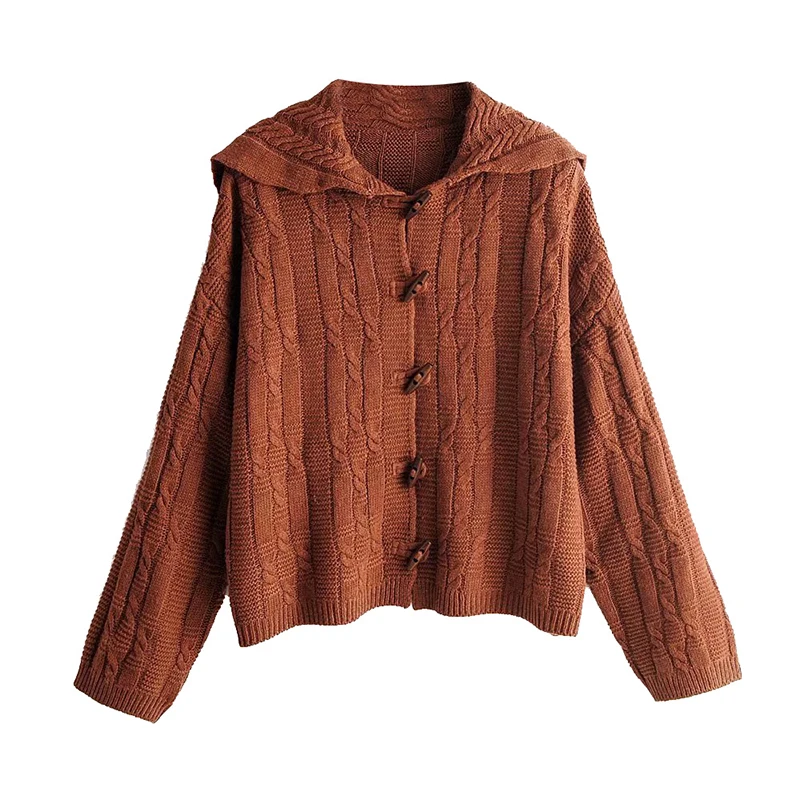 Caramel sweater Корейский мягкий винтажный Кардиган для девочек, Женский однотонный Бежевый свободный свитер с матросским воротником, вязаная верхняя одежда, женская зимняя куртка, пальто - Цвет: Caramel sweater