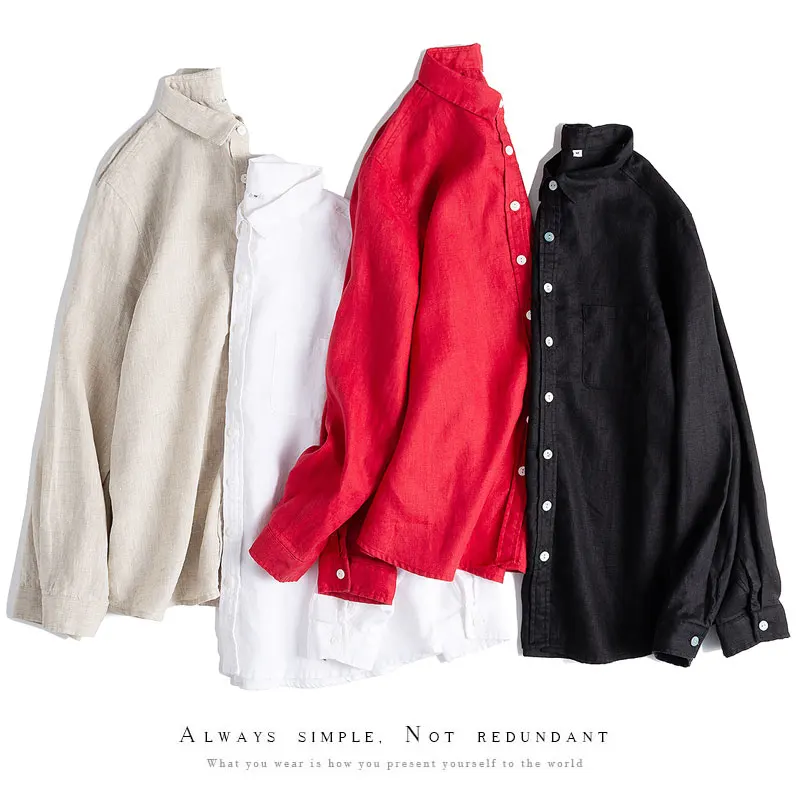 

Женские простые элегантные свободные рубашки/блузки, удобные дышащие льняные белые рубашки/блузки 9*14 в японском стиле, промываемые водой, весна-осень