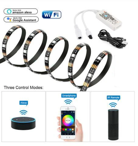 USB СВЕТОДИОДНЫЙ светильник 5050 RGB 50 см 1 м 2 м Bluetooth wifi управление приложением/3Key контроллер гибкий светильник ТВ фоновый светильник RGB светодиодный ленточный - Испускаемый цвет: wifi