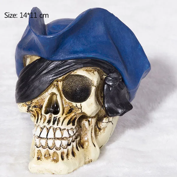 One-Eyed Skull Strongwell пиратский череп статуи скульптуры Смола Хэллоуин предмет интерьера человеческий головной убор череп размер 1:1 модель - Цвет: One-Eyed Skull