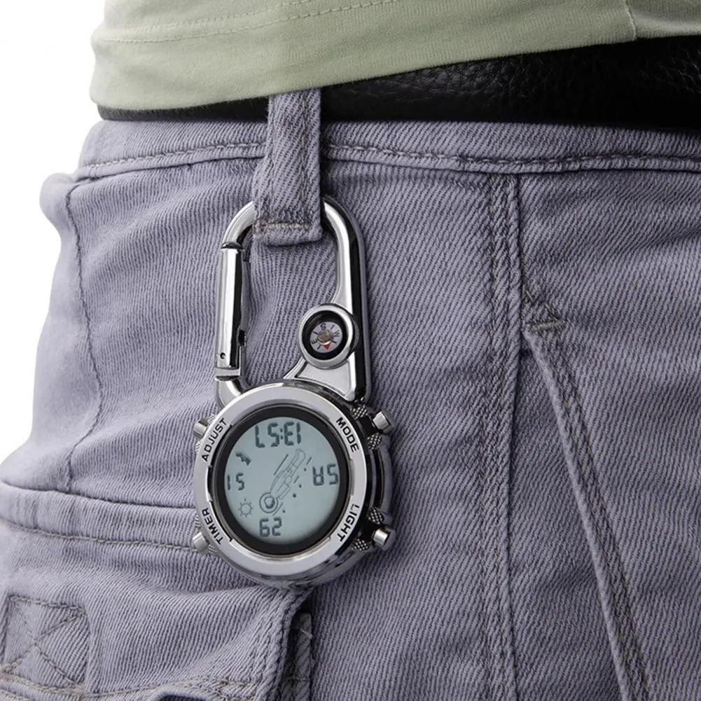 1 pc Carabiner 시계 다기능 전자 회중 시계 허리 시계 회중 시계 빛나는..