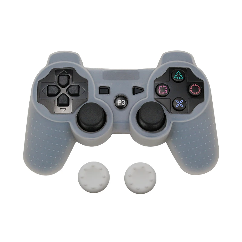 White Защитный силиконовый чехол+ аналоговые палки с захватом для sony PS3 контроллер крышки чехол для PS2/PS3/PS4 Геймпад камуфляж - Цвет: White