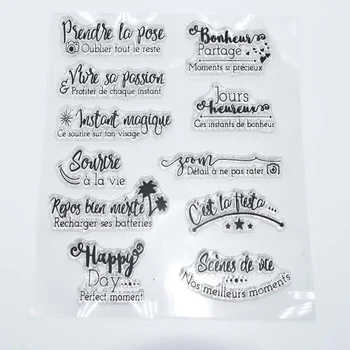 

14*14 New Arrive French Words Craft Transparent Silicone Stamp for Scrapbooking DIY Photo album Decorative Clear Stamps Sheet