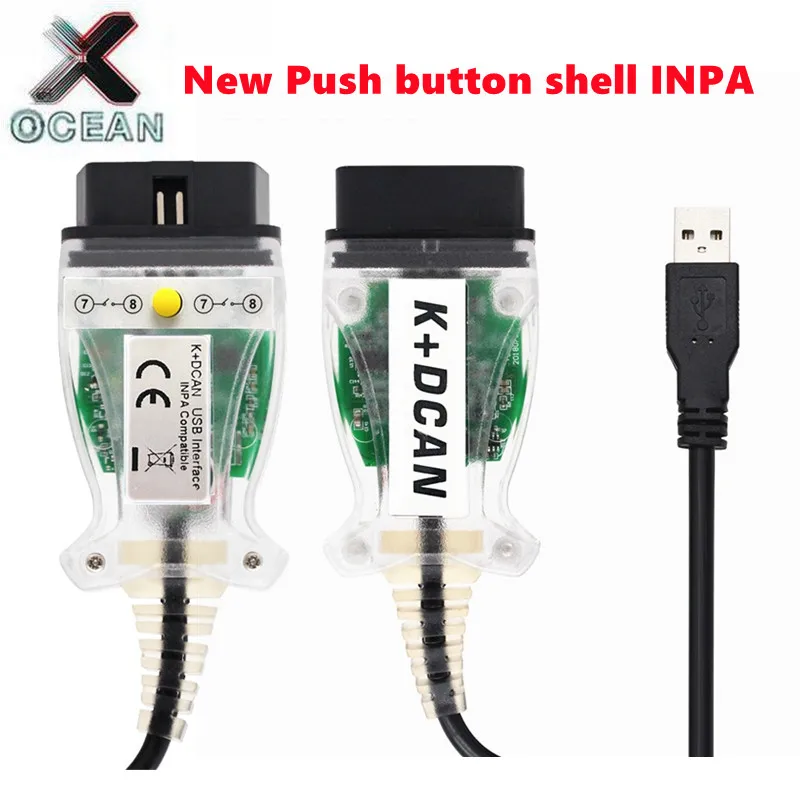 Новый корпус с кнопкой для BMW INPA K DCAN FTDI Chip OBD2 USB диагностический интерфейс + новый
