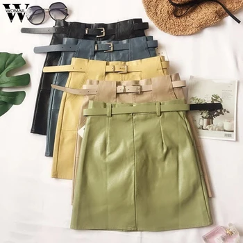 

Womail Women Skirt Sexy Summer Leather Mini Skirt Pencil Skinny Vintage Zip Skirt Elegant Bodycon Short Skirt Sashes club party