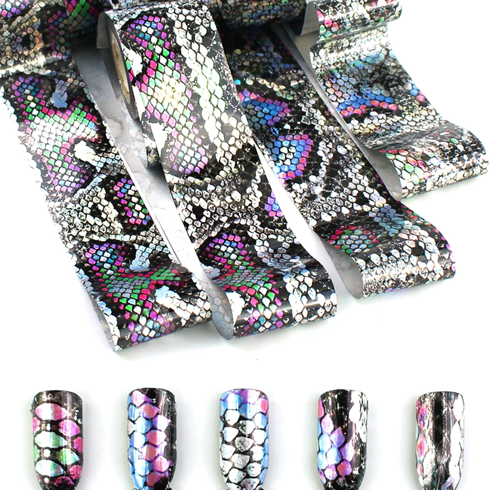 

16pcs 20*4cm Transfer Nail Foils Charm Snake Texture Designr Slider Art Sticker Adhesive Decals Nail Decorations Sets