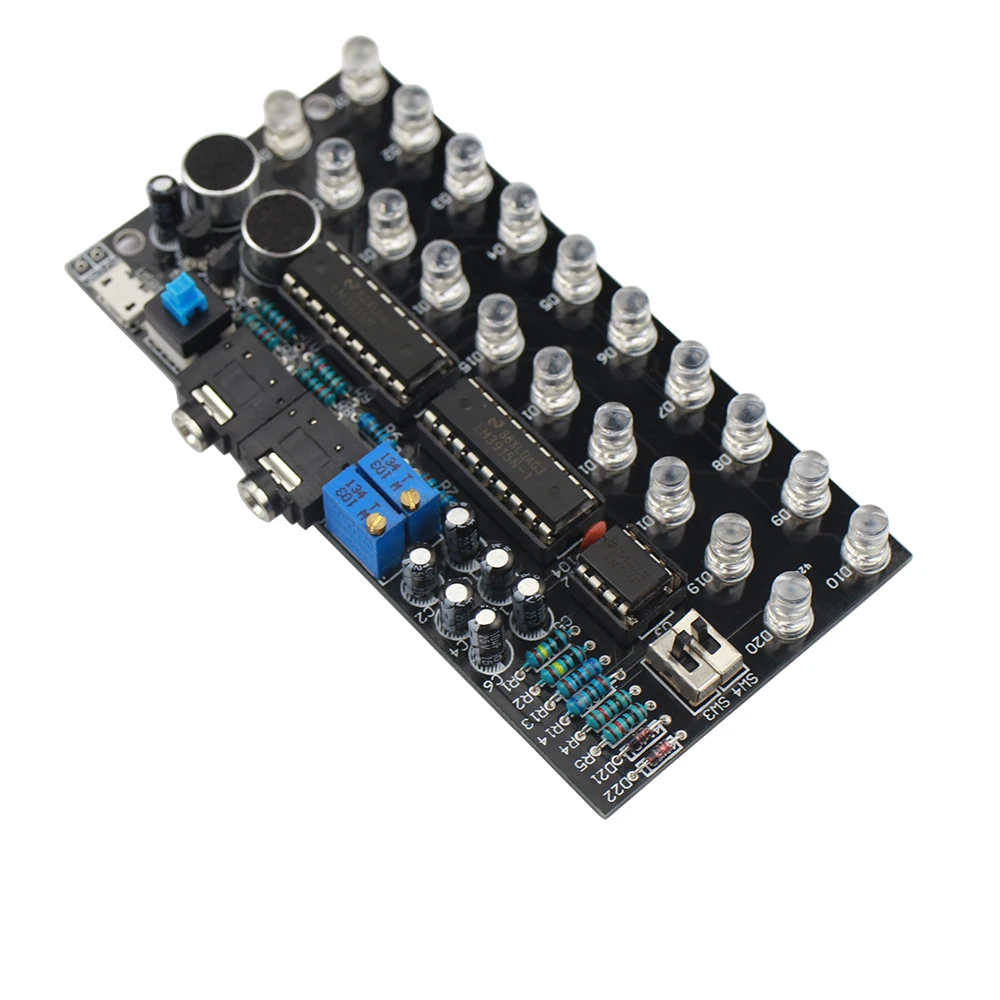 GHXAMP LM3915 Dual Channel 10 audio level indicator Kits MP3 PC Phone Speaker Music Spectrum With voice-activated