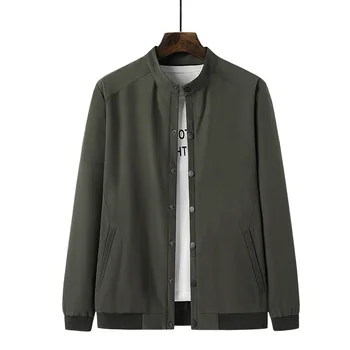 

6XL 7XL 8XL Plus Size Spring Autumn Korean Style Mens Casual Bomber Jacket for Men Stand Collar Jackets Coats Black Army Green