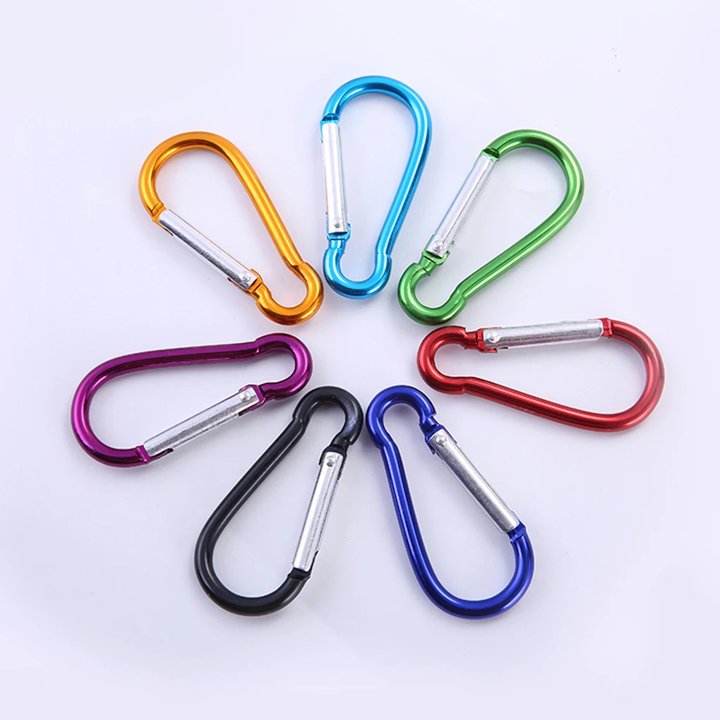 5pcs mini Climbing D-Ring Clip Camping Hiking Hook Outdoor Sports Multi Colors Aluminium Safety Buckle Keychain