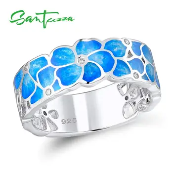 

SANTUZZA Silver Ring For Women 925 Sterling Silver Fashion Rings for Women Gold Color Cubic Zirconia Ringen Party Jewelry Enamel