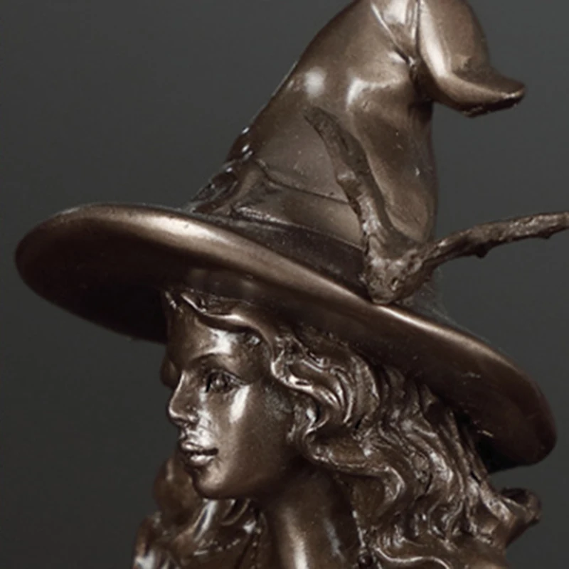 New European Style Retro Home Accessories Ornaments Copper-plated Witch Crafts Characteristic Creative Resin Statue Crafts