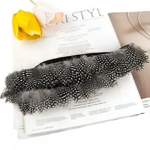 2 1/4 inch Width Feathers Trims Fringe with Satin Ribbon Tape Dress Sewing Crafts Costumes Decoration 2 Yards