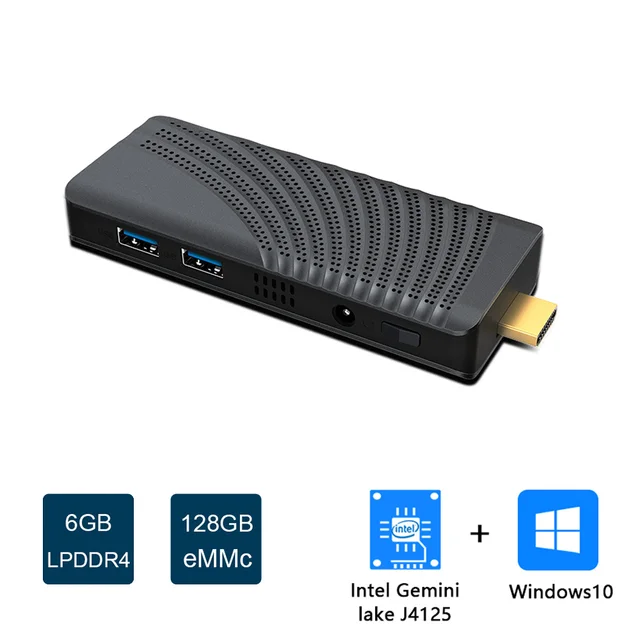 $198 Windows 10 Pro MINI PC Stick Intel Gemini  J4125 6GB 128GB 2.4G+5.8G WiFi 1000M Lan Bluetooth 4K Media Player Mini Computer