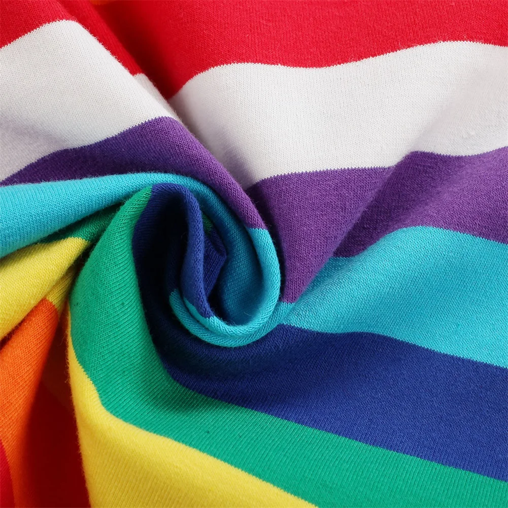 Pudcoco/ детская одежда для маленьких девочек и мальчиков; футболка с длинными рукавами и круглым вырезом с принтом радуги; хлопковый свитер; пуловеры; топы; одежда