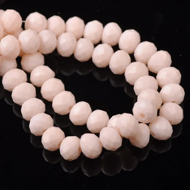 Rondelle Faceted Czech Crystal Glass Solid Color 3x2mm 4x3mm 6x4mm 8x6mm 10x7mm 12x8mm Loose Spacer Beads for Jewelry Making DIY 67 Opaque Lt Beige