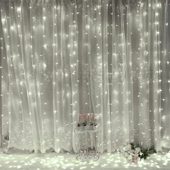 

220V 110v plug 3m*3m curtain light Christmas Light String Outdoor Fairy Lights Waterproof For holiday Party Wedding Decoration