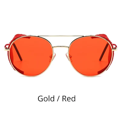 Ralferty Винтажные Солнцезащитные очки es для мужчин и женщин крутая Готическая панк рейверская Праздничная стимпанк очки ретро мужские солнцезащитные очки красные солнцезащитные очки C6001 - Цвет линз: Gold - Red