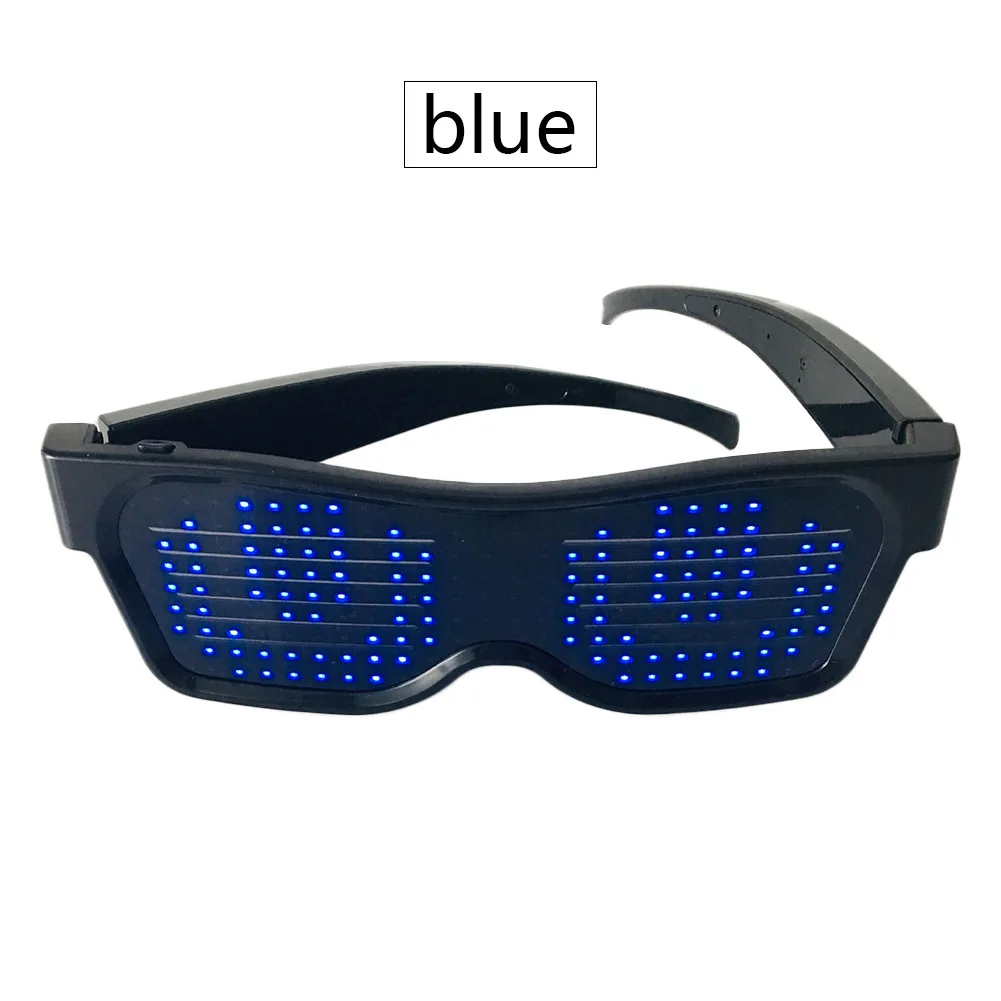 Управление приложением светящиеся очки EMD DJ электрические слоги вечерние мигающие очки Волшебные Bluetooth светодиодные очки для вечеринок новинка подарок - Цвет: Синий