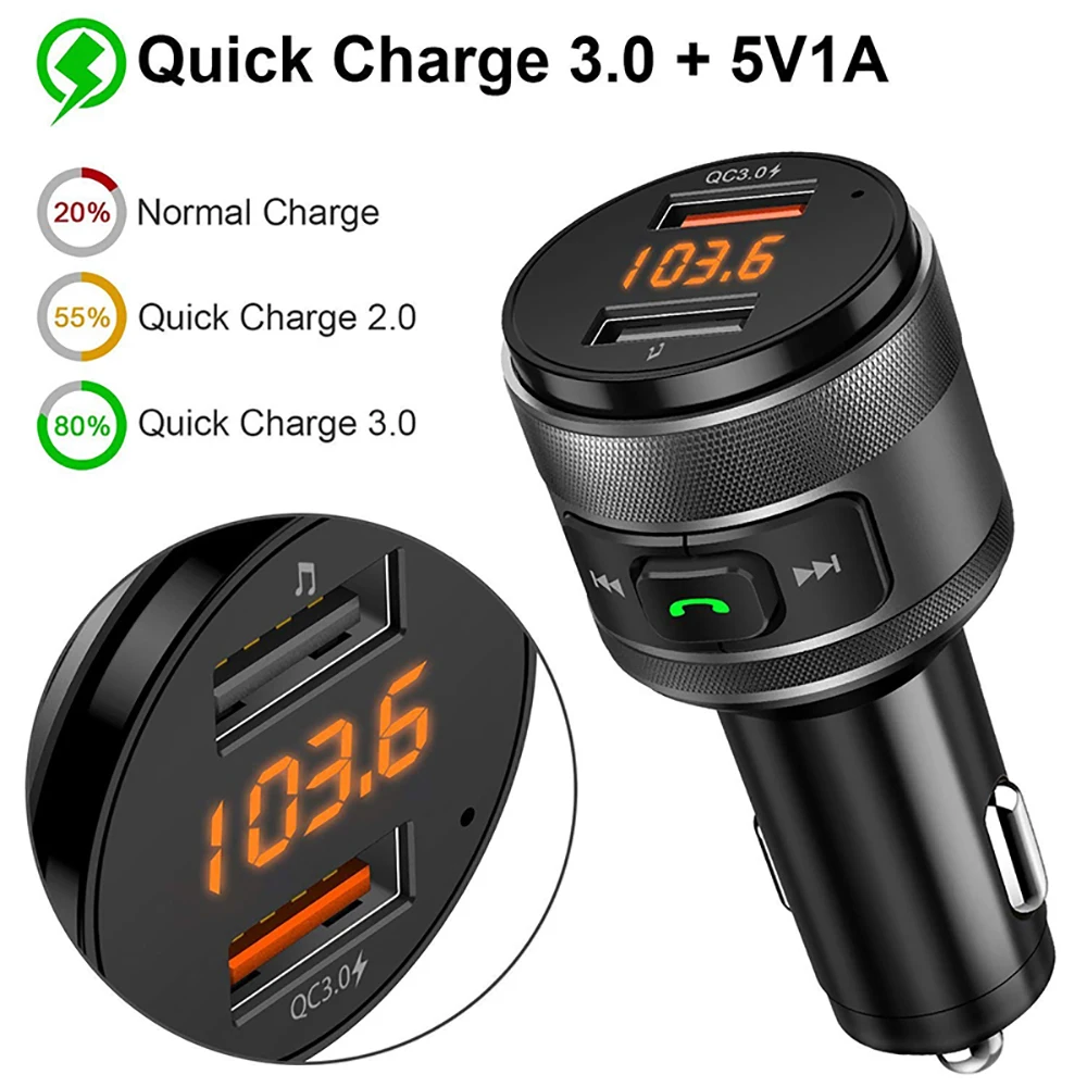 VicTsing FM Bluetooth Transmitter Car QC3.0 3.4A Wireless Transmitter Receiver MP3 Music Player Car Kit Radio Adapter Hands-Free (10)
