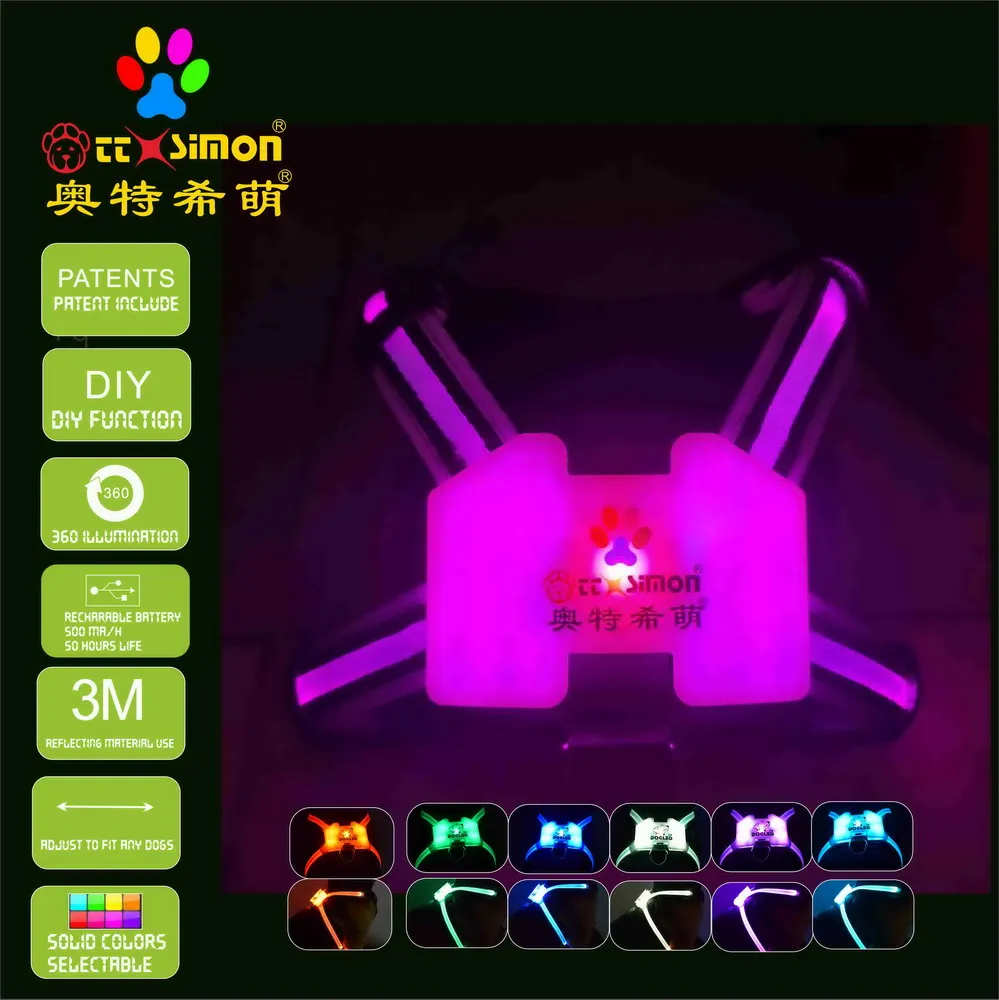 Harness Small Dog For Large Dogs 7 In 1 Color Dog Harness Glowing Usb