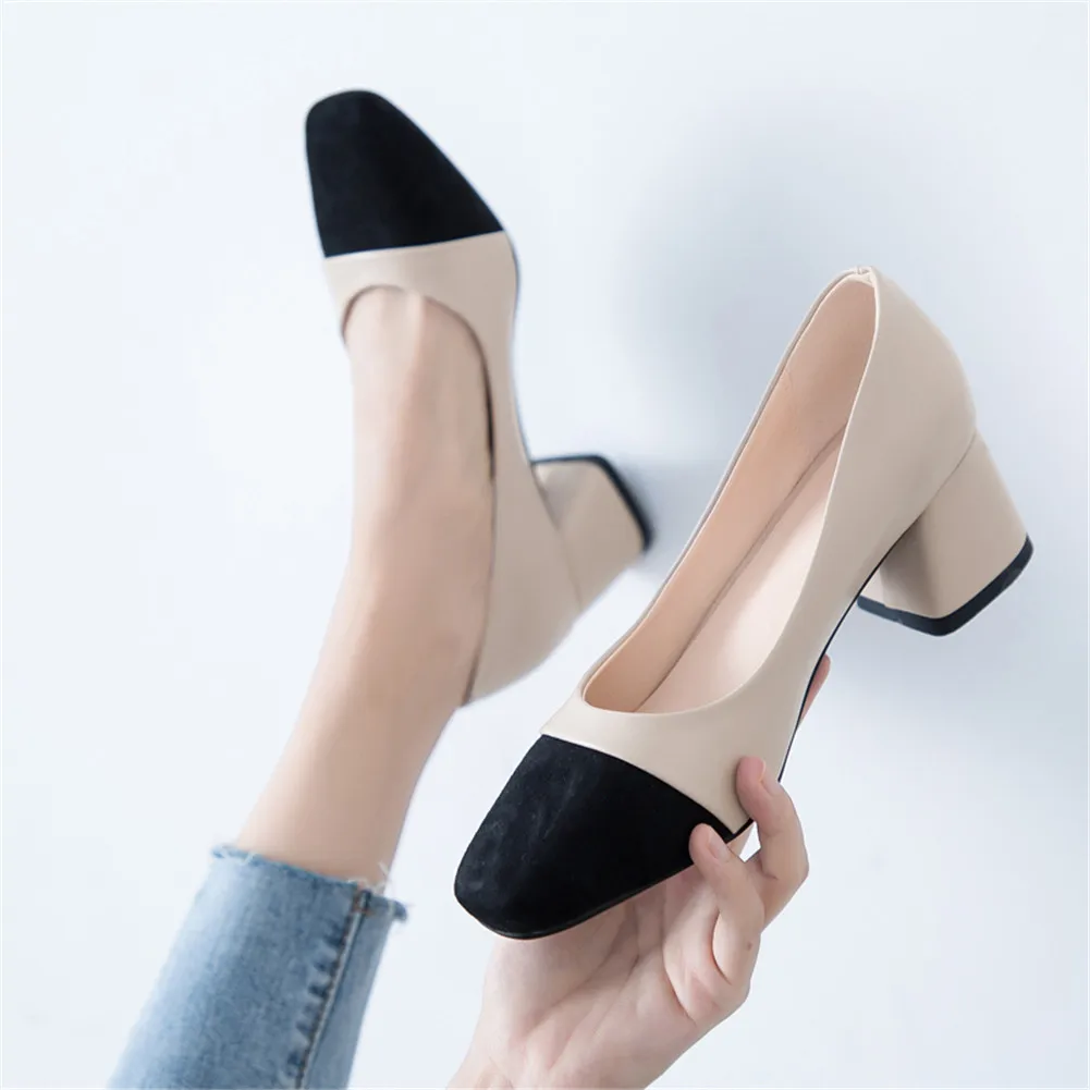 

Sarairis Brand Design 2020 Large Size 31-43 Square Toe Square Heels Casual Pumps Women Shoes Slip On Shoes Woman Pumps