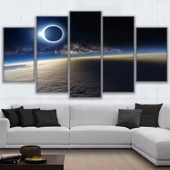 

Canvas Painting Living Room Wall 5 Panel Planet Landscape Poster Framework In Modular Printed Cuadros Decoration Pictures
