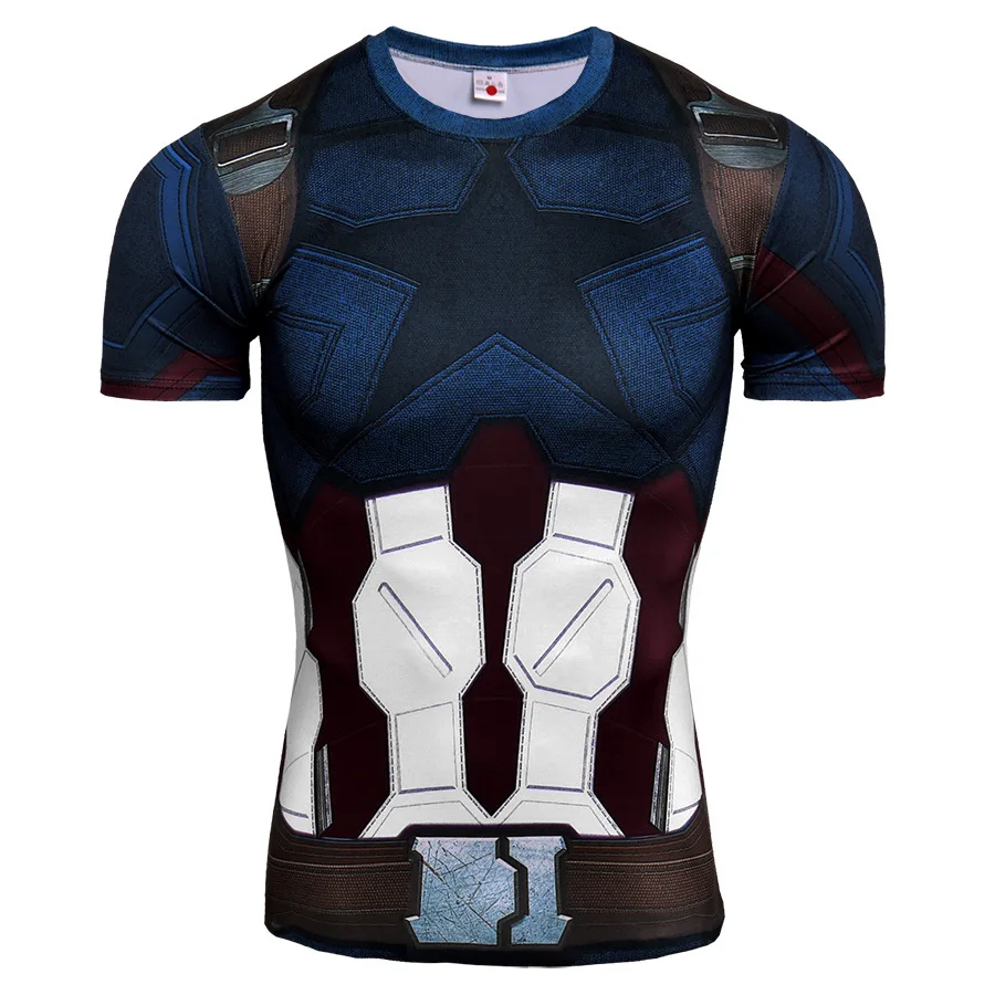 Супермен Каратель Рашгард беговая рубашка мужская футболка короткий рукав компрессионная рубашка футболка для спортзала Фитнес рубашка для мужчин