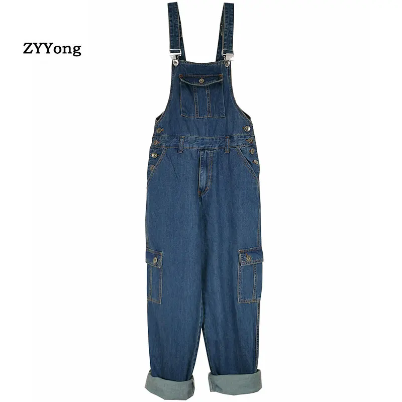 

2020 New Men's Plus Size Denim Overalls Male Casual Large Size Jumpsuits Fashion Loose Blue Denim Cargo Bib Pants Free shipping