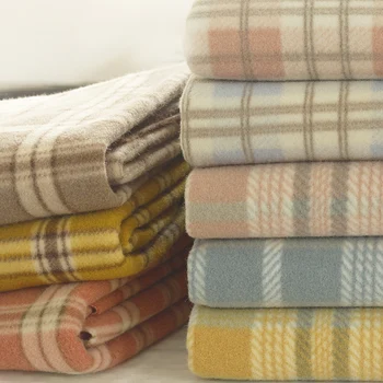 

Check Brushed Polyester Wool Coating Fabric for Coats Jackets Cloaks Scarves Gloves Material by the Half Yard