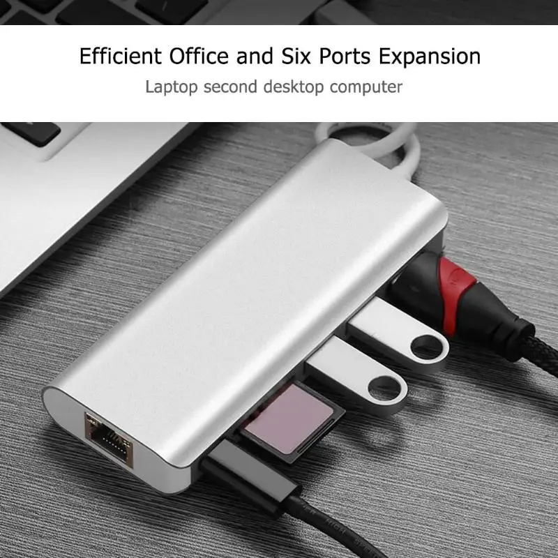 Тип C до 4K HDMI 2 USB 3,0 PD RJ45 SD конвертер все алюминиевый сплав процесс окисления USB C концентратор адаптер для ноутбука