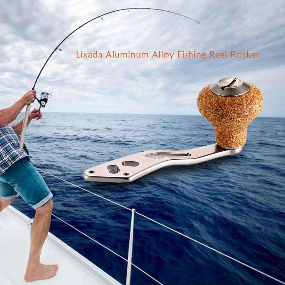 

Aluminum Fishing Reel Rocker Single Fish Reel Handle Replacement Parts with Wooden Handle Knob Baitcasting Spinning Fishing Reel