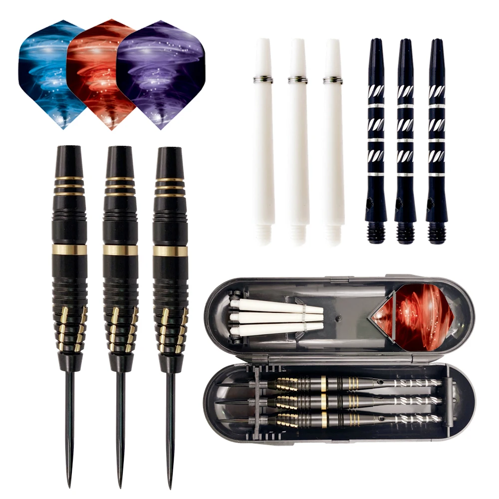 

New Arrival Professional Archer 23 Grams Steel Tip Darts Black Brass Barrels Set