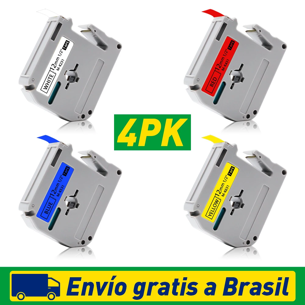 UniPlus 4PK 9 мм 12 подходящие для Brother MK ленточный маркер MK231 M-K231 MK631 этикетка лента